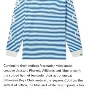 Billionaire Boys Club Blue and White Striped Long Sleeve Tee